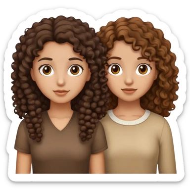 two girls standing next to eachother one with dark brown curly hair and one with light brown curly hair sticker