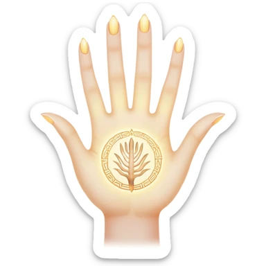ethereal glowing hand with intricate palm lines and mystical symbols sticker