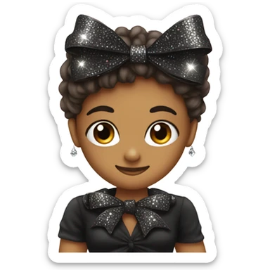 Black bow with sparkly rhinestones sticker