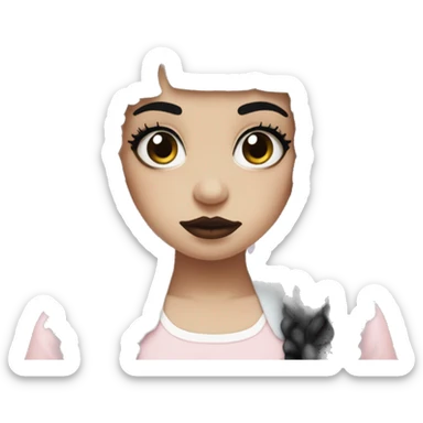 White Woman with black and white middle split dye hair (melanie martinez crybaby style) sticker