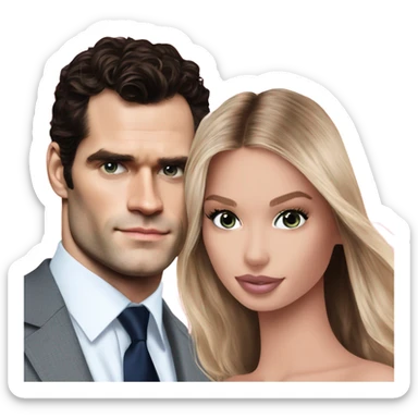 realistic photo of Henry Cavill close under a beautiful  victoria secret model  sticker