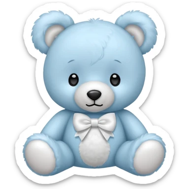 Pastel blue teddybear with a white bow on his head sticker