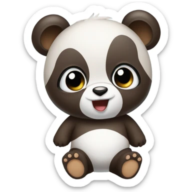 Baby panda wearing brown t shirt sticker