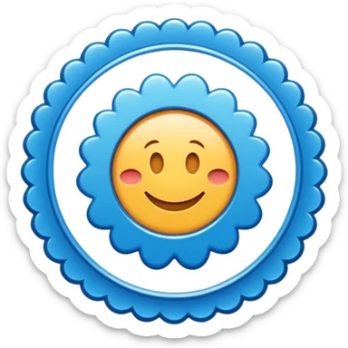 A blue scalloped circle with a verified thing sticker