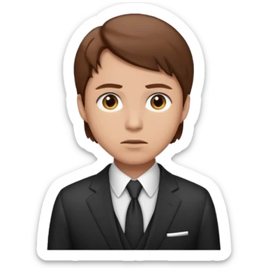 Mach mir einen trader an der börse mit braunen haaren mit einem fragenden blick und mit anzug sticker