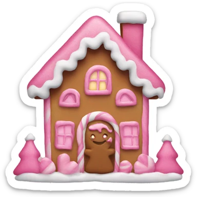 A pink gingerbread house sticker