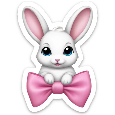 Baby bunny with coquette bow on ear sticker