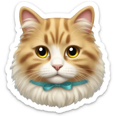 Fluffy cat with a bow sticker