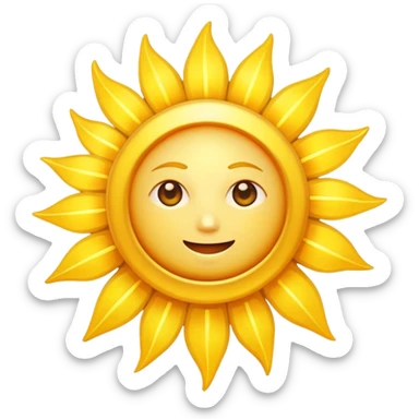 A large, bright sun, with an intense yellow center and golden rays all around, illuminated and vibrant.
Prompt: “A radiant golden sun, with long, bright rays all around, an intense yellow center, sticker