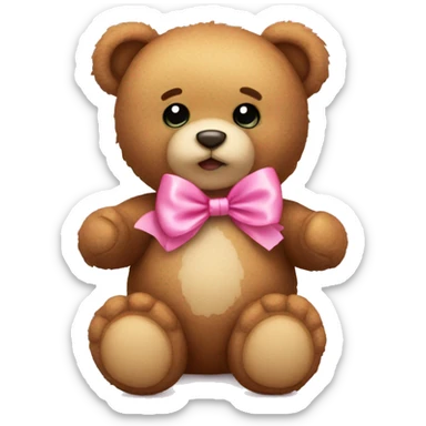 Teddy bear with pink bow sticker