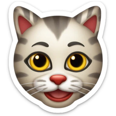 gatito maquillado como payaso sticker