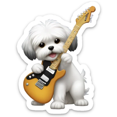 Shitzu dog playing electric guitar sticker