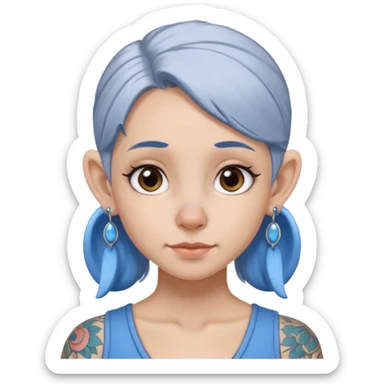 white-gray haired heavy blue tattooed big head accessory big nose mid size ear young girl sticker