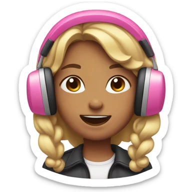 girl with pink earmuffs singing sticker