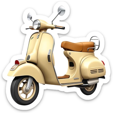 Cinematic Realistic Vespa Pop Culture Emoji, depicted as a sleek vintage scooter symbolizing Italian style rendered with dynamic detail and retro lighting. sticker