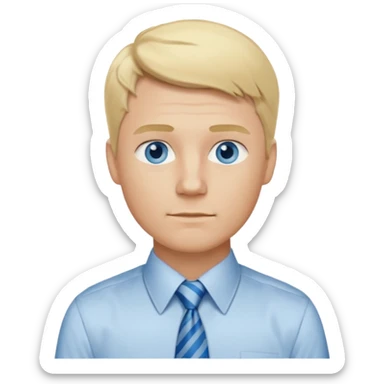 A guy with blonde hair and blue eyes that looks masculine. make him wear a shirt with a tie. he is danish sticker