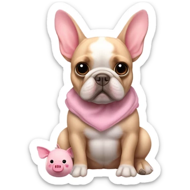 french bulldog with pig plushie sticker