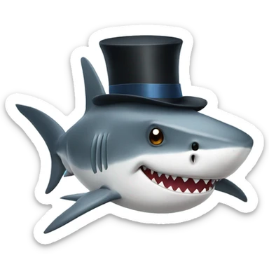 Shark with a top hat sticker