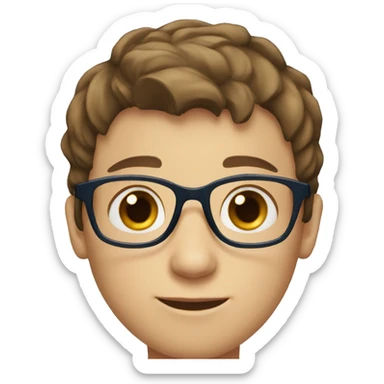 Young boy with short brown hair, Blue eyes and glasses sticker