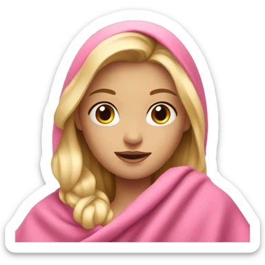 Blond girl with a pink blanket sticker