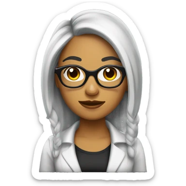 Chica latina con cabello negro lacio largo y gafas sticker