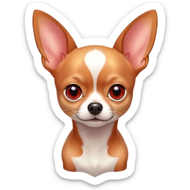 Cinematic Noble Red/White Short Haired Chihuahua Portrait Emoji, Poised and regal, with a compact, muscular build and a striking red and white coat, deep-set soulful dark eyes, Simplified yet sharp and sophisticated features, highly detailed, glowing with a soft, dignified glow, high shine, intelligent and loyal, stylized with an air of strength, focused and attentive, soft glowing outline, capturing the essence of a watchful and confident guardian, so majestic it feels as though it could step out of the screen with effortless authority! sticker