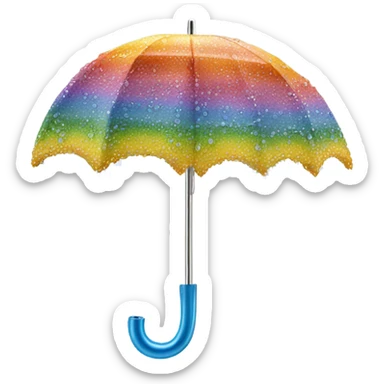 Rainbow umbrella made of flowers with dew drops dripping off and a large handle  sticker