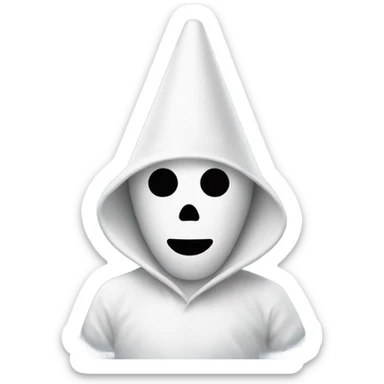 Cone-headed man wearing ghost costume sticker