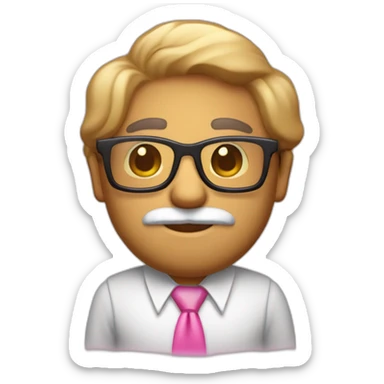 persona mayor pelo blanco barba blanca y gafas transparentes con camisa rosa sticker