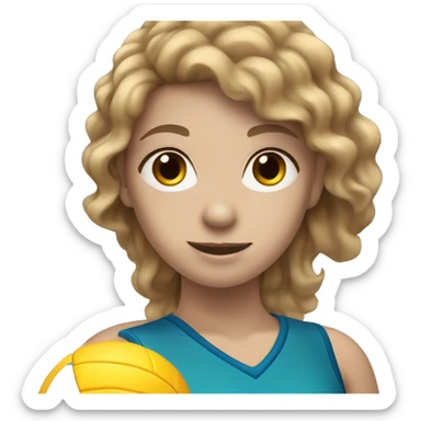 Girl with white skin and brown wavy hair playing volleyball sticker