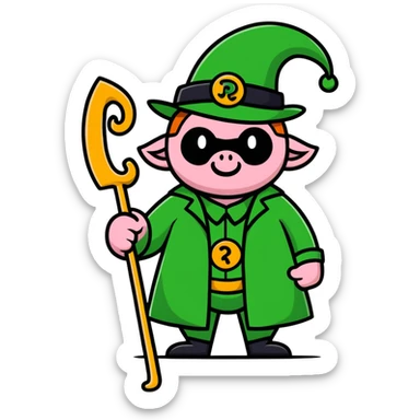 half piglin from minecraft half the riddler from batman - the paddler sticker