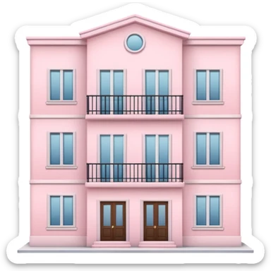 An apartment building with baby pink details sticker