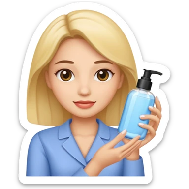 woman holding skincare product sticker