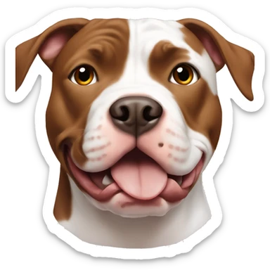 brown and white pitbull sticker