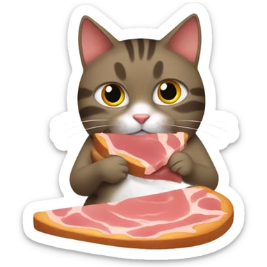Cat  eating ham  sticker