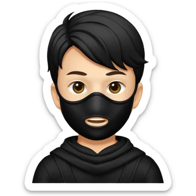 a boy wearing mask black sticker