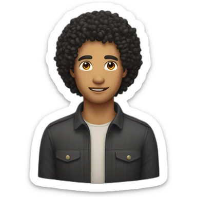 A man with wheat skin, curly black hair, and a slight chin sticker