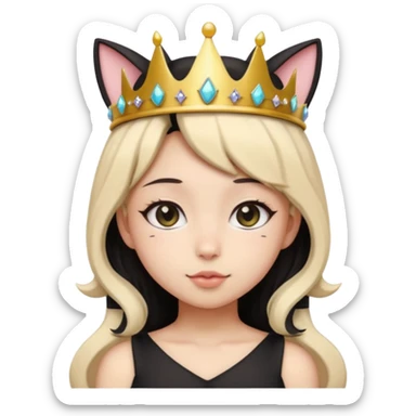 queen black cat kawaii girl sticker