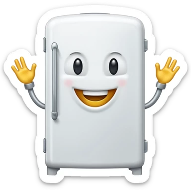 A fridge with arms and legs sticker