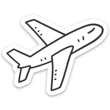 black airplane icon, hand-drawn outline, suitable as a placeholder sticker
