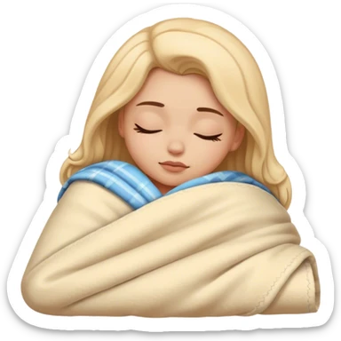 Niña con sueño y una manta encima sticker