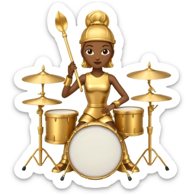 golden statue female drummer sticker