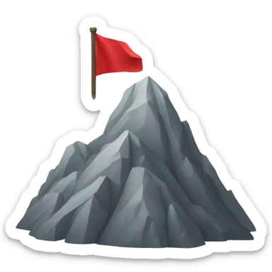 mountain peak with a small read flag  sticker