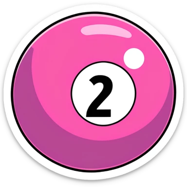 pink billiard ball with the number 23 inside a white circle sticker