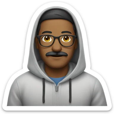 mustache man with glasses and hoodie sticker