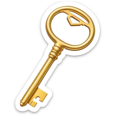 simple golden key, minimal design sticker