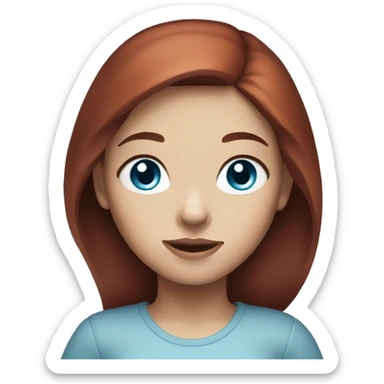 girl with dark-red hair and light blue eyes and light skin  sticker