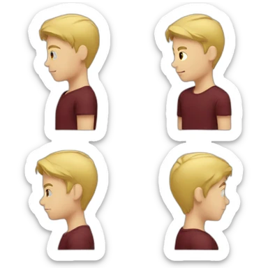 blond teenage boy with maroon shirt sticker