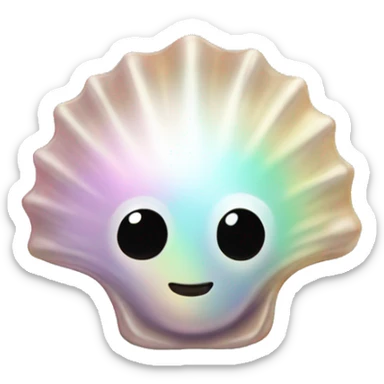 Iridescent pearl in seashell with no eyes sticker