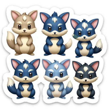 Teddiursa-Meowstic-Minccino-Obstagoon-fusion  sticker